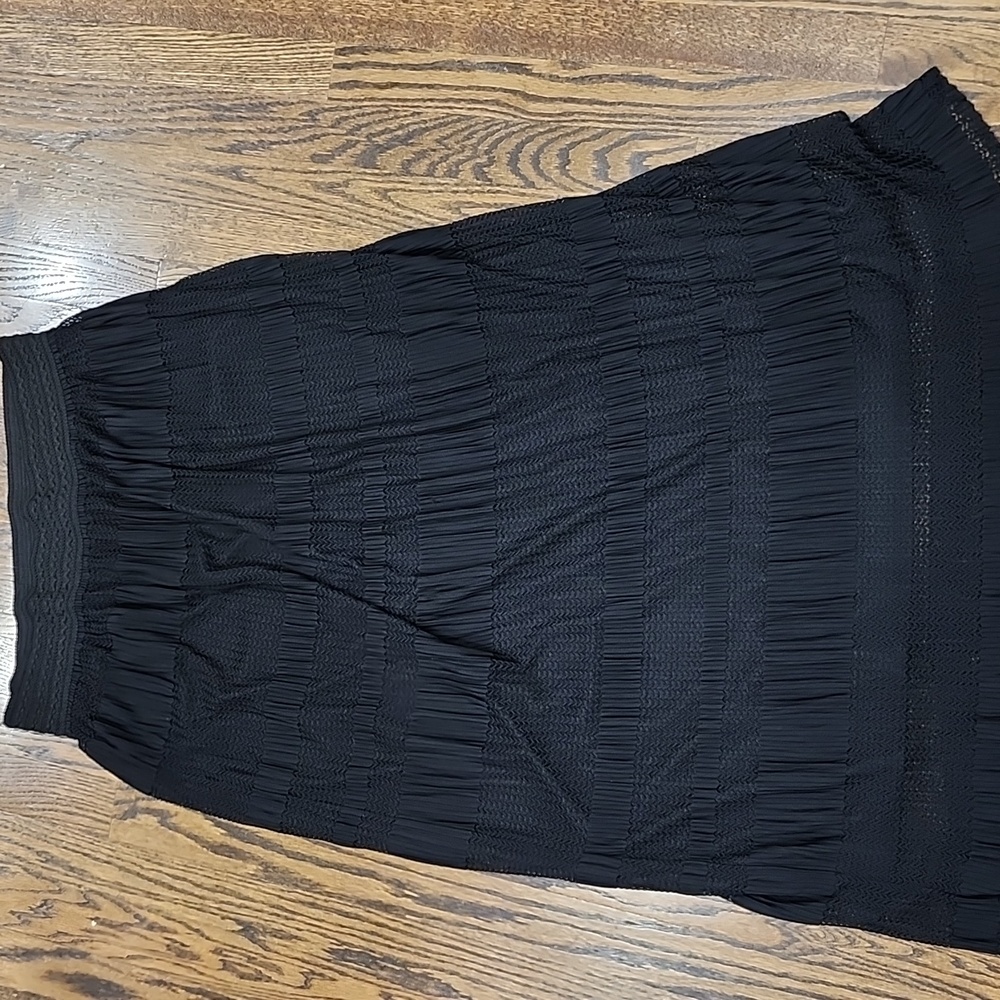 Adiva Womems Size Large Elegant Black Textured MAXI Skirt
